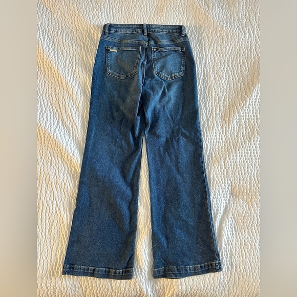 Michael Kors Selma High Rise Wide Leg Patch Pocket Dark Blue Jeans M 6 - Picture 6 of 7